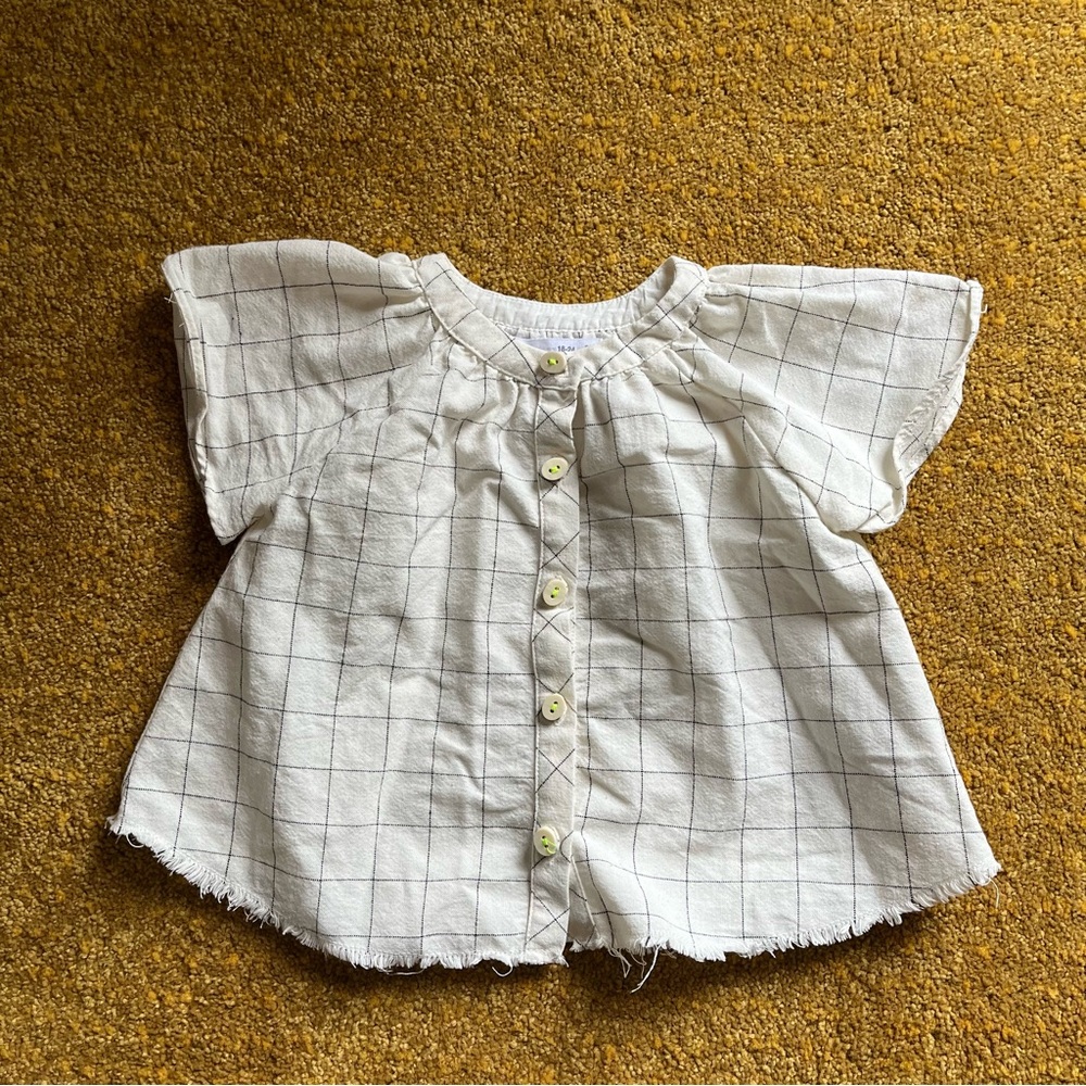 Zara baby windowpane swing top white button up front 18-24 months